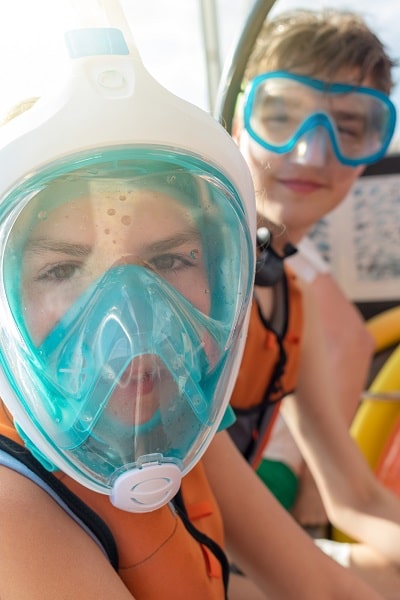 DE-Erwachsene Kinder Schnorchelmaske Tauchen Vollmaske Snorkel Schutz Tauchmaske 